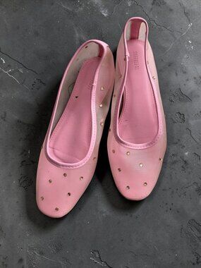 FOREVER 21 Pink Mesh Studded Ballet Flats Size 7.5